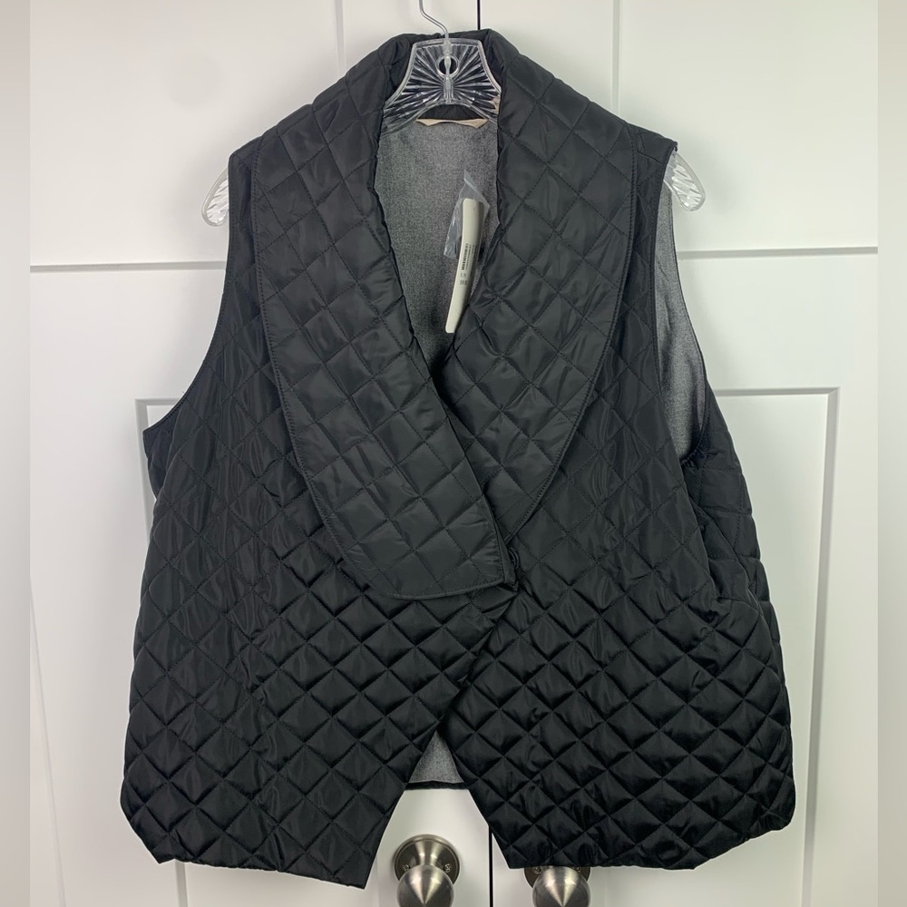 NWT Soft Surroundings XL Black Crossover Snowline Puffer Vest Quilted